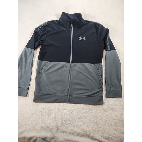 Under Armour HeatGear full-zip jacket in a black and grey color-block  Size‎ YXL - Picture 1 of 8